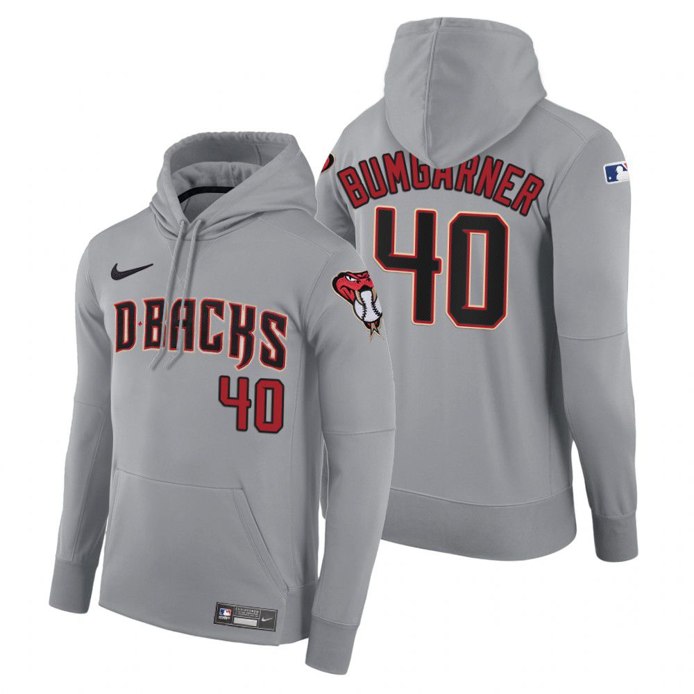 Men Arizona Diamondback #40 Bumgarner gray road hoodie 2021 MLB Nike Jerseys->colorado rockies->MLB Jersey